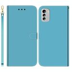 Per Nokia G60 custodia in pelle con superficie a specchio imitata (blu)