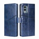 Per Nokia X30 5G Custodia per telefono in pelle con cuciture orizzontali con cuciture geometriche (blu)