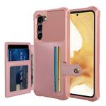 Per Samsung Galaxy S23+ 5G Custodia per telefono in pelle con custodia magnetica per carte di credito (oro rosa)