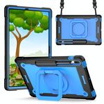 Per Samsung Galaxy Tab S7+ / S8+ / S7 FE Custodia per tablet con supporto per bracciale in silicone + PC (nero + blu)