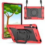 Per Samsung Galaxy Tab S7+ / S8+ / S7 FE Custodia per tablet con supporto per bracciale in silicone + PC (rosso + nero)
