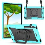 Per Samsung Galaxy Tab S7+ / S8+ / S7 FE Custodia per tablet con supporto per bracciale in silicone + PC (verde menta + nero)