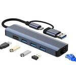 BYL-2208 5 in 2 Adattatore HUB per docking station multifunzione USB + USB-C / da tipo C a USB
