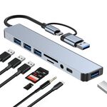 BYL-2218TU Adattatore HUB per docking station multifunzione USB + USB-C / da tipo C a USB 8 in 1