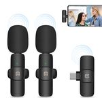 PULUZ Microfoni Wireless Lavalier con Riduzione del Rumore e Riverbero per Telefono di Tipo C, Ricevitore di Tipo C e Doppio Microfono (Nero)