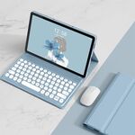 Per Lenovo Tab M10 Plus 10.6 3rd Gen 2022 YM-LX106 Custodia in pelle con tastiera per tablet Bluetooth staccabile con chiave rotonda e mouse (blu)
