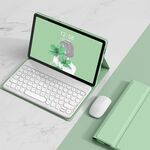 Per Lenovo Tab M10 Plus 10.6 3rd Gen 2022 YM-LX106 Custodia in pelle con tastiera per tablet Bluetooth staccabile con chiave rotonda e mouse (verde Matcha)