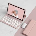 Per Lenovo Tab M10 Plus 10.6 3rd Gen 2022 YM-LX106 Custodia in pelle con tastiera per tablet Bluetooth staccabile con chiave rotonda e mouse (rosa)