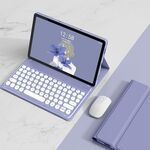 Per Lenovo Tab M10 Plus 10.6 3rd Gen 2022 YM-LX106 Custodia in pelle con tastiera per tablet Bluetooth staccabile con chiave rotonda e mouse (viola)