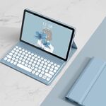 Per Lenovo Tab M10 Plus 10.6 3rd Gen 2022 YM-LX106 Custodia in pelle con tastiera per tablet Bluetooth rimovibile con chiave rotonda senza mouse (blu)