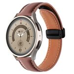 Cinturino per orologio in vera pelle con fibbia pieghevole da 20 mm (marrone + nero)