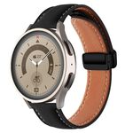 Cinturino per orologio in vera pelle con fibbia pieghevole da 22 mm (nero + nero)