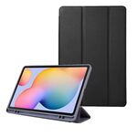 Per Samsung Galaxy Tab S6 Lite Custodia per tablet in pelle pieghevole a 3 colori tinta unita (nero)