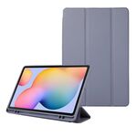 Per Samsung Galaxy Tab S6 Lite Custodia per tablet pieghevole in pelle tinta unita a 3 pieghe (grigio lavanda)