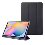 Per Samsung Galaxy Tab S6 Lite Custodia per tablet in pelle a 3 pieghe tinta unita (blu scuro)