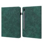 Per Samsung Galaxy Tab S6 T860 Custodia per tablet in pelle con motivo pavone in rilievo (verde)