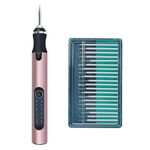 SNJ-3681 Mini penna per incisione Smerigliatrice elettrica per lucidatura wireless, stile: oro rosa + testa di molatura