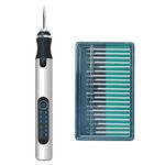 SNJ-3681 Mini smerigliatrice elettrica per lucidatura senza fili con penna per incisione, stile: argento + testa abrasiva