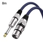 Cavo di bilanciamento XLR per microfono TRS maschio da 6,35 mm blu e nero da 8 m