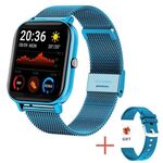 H10 Smart Watch con chiamata Bluetooth con schermo da 1,69 pollici, supporto frequenza cardiaca/pressione sanguigna/monitoraggio del sonno, colore: rete blu + silicone