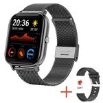 H10 Smart Watch con chiamata Bluetooth con schermo da 1,69 pollici, supporto frequenza cardiaca/pressione sanguigna/monitoraggio del sonno, colore: rete nera + silicone