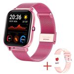 H10 Smart Watch con chiamata Bluetooth con schermo da 1,69 pollici, supporto frequenza cardiaca/pressione sanguigna/monitoraggio del sonno, colore: rete rosa + silicone