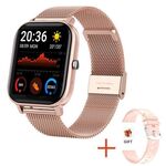 H10 Smart Watch con chiamata Bluetooth con schermo da 1,69 pollici, supporto frequenza cardiaca/pressione sanguigna/monitoraggio del sonno, colore: Gold Net+Silicone
