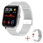 H10 Smart Watch con chiamata Bluetooth con schermo da 1,69 pollici, supporto frequenza cardiaca/pressione sanguigna/monitoraggio del sonno, colore: rete argento + silicone
