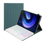 Per Xiaomi Pad 6 / Pad 6 Pro A0N7-AS Pelle di agnello Custodia in pelle per tastiera Bluetooth con retroilluminazione ultrasottile con touchpad (verde scuro)