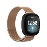 Per Fitbit Versa 4 cinturino in tessuto metallico milanese magnetico, misura piccola (oro rosa)
