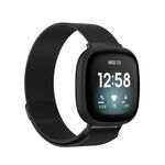 Per Fitbit Versa 4 cinturino in tessuto metallico milanese magnetico, misura piccola (nero)