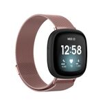 Per Fitbit Versa 4 cinturino in tessuto metallico milanese magnetico, misura piccola (rosa)