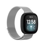 Per Fitbit Versa 4 cinturino in tessuto metallico milanese magnetico, misura piccola (argento)