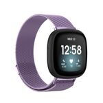 Per Fitbit Versa 4 cinturino in tessuto metallico milanese magnetico, misura piccola (viola chiaro)