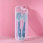 4 set Bambini che mangiano stoviglie da tavola Cucchiaio morbido in silicone pieghevole per bambini, colore: verde in scatola