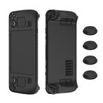 Custodia protettiva in silicone morbido per controller di gioco Steam Deck con copritasto 4 pezzi (nero)