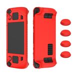 Custodia protettiva in silicone morbido per controller di gioco Steam Deck con copritasto 4 pezzi (rosso)