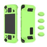 Custodia protettiva in silicone morbido per controller di gioco Steam Deck con copritasto 4 pezzi (verde luminoso)