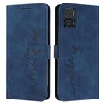 Custodia in pelle per Motorola Moto E22 / E22i Skin Feel con motivo a cuore (blu)