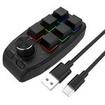 Tastiera meccanica personalizzata RGB cablata USB 6 tasti 1 tastiera di gioco di programmazione manopola (nero)