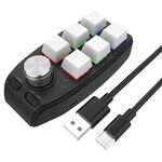 Tastiera meccanica personalizzata RGB cablata USB 6 tasti 1 tastiera di gioco di programmazione manopola (bianca)