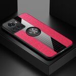 Per OnePlus Ace XINLI Custodia per cellulare in TPU con trama in tessuto cucito con supporto per anello (rosso)