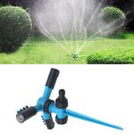 Sistema automatico di irrigazione del prato con irrigatori da giardino regolabili a rotazione 360 con 3 spruzzatori a braccio e base a punta (blu)