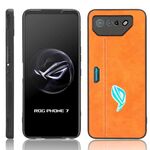 Per Asus ROG Phone 7 Sewing Cow Pattern Skin Custodia per PC + PU + TPU (arancione)