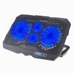 Supporto pieghevole per pad di raffreddamento per laptop da gioco a quattro ventole in alluminio S18 con display della velocità del vento (blu)