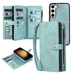 Per Samsung Galaxy S23 + 5G Portafoglio con cerniera Custodia per telefono in pelle MagSafe staccabile (blu)