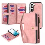 Per Samsung Galaxy S22 5G Portafoglio con cerniera Custodia staccabile in pelle MagSafe (rosa)