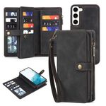 Per Samsung Galaxy S22 5G Portafoglio con cerniera Custodia staccabile in pelle MagSafe (nero)