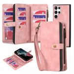 Per Samsung Galaxy S22 Ultra 5G Portafoglio con cerniera Custodia staccabile in pelle MagSafe (rosa)