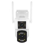 ESCAM PT210 2x3MP Dual Lens Monitor a doppio schermo Supporto telecamera WiFi Rilevamento voce e movimento bidirezionale e archiviazione cloud (spina americana)